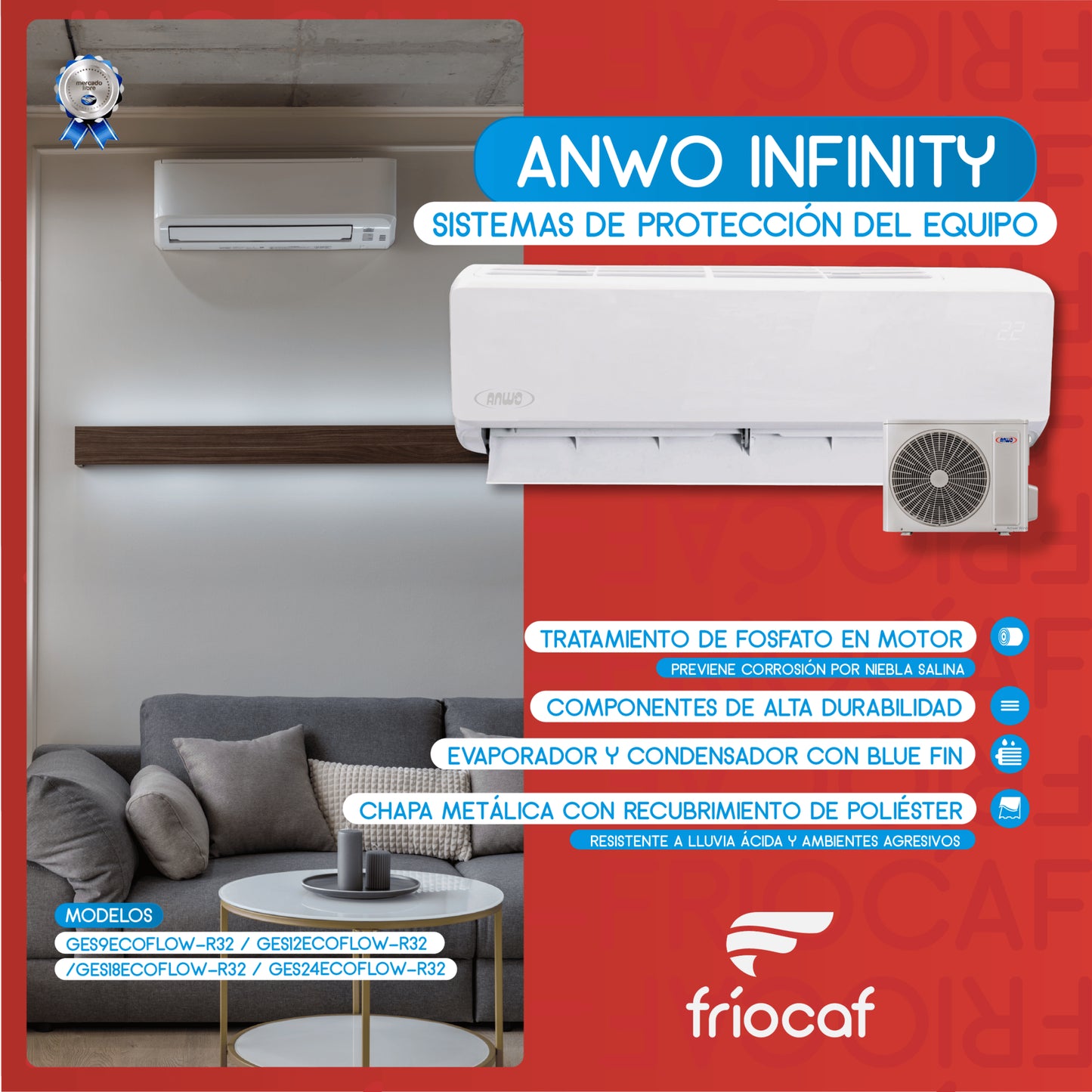 Split Muro Anwo Inverter Infinity 24.000 BTU GES24ECO-INV-R32