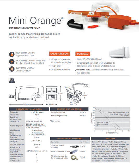 Bomba de Condensado Mini Orange 12 lt/h Bomba de Condensado Mini Orange 12 lt/h