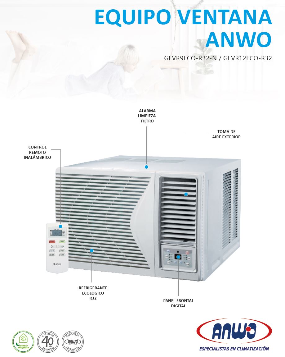 Ventana Anwo 9.000 BTU GEVR9ECO-R32-N