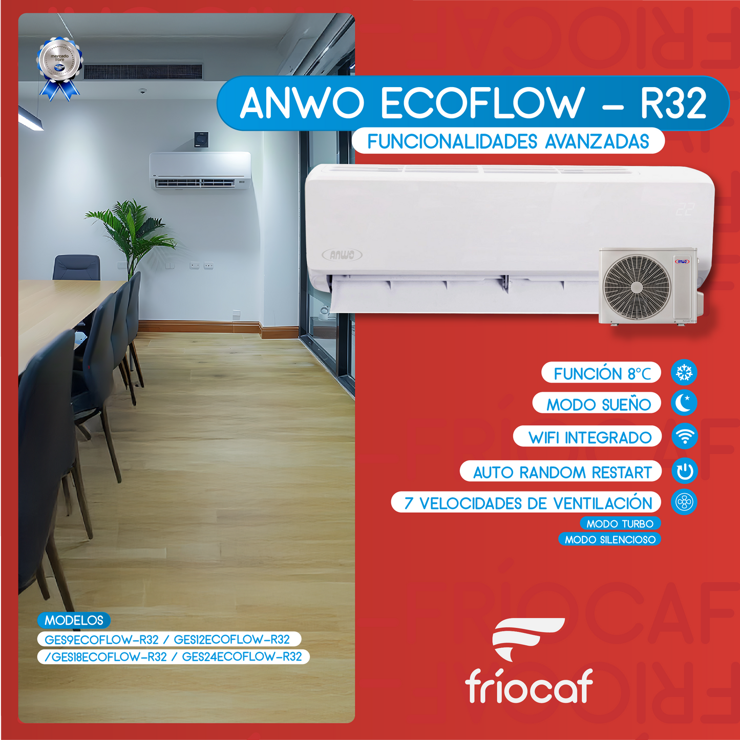 Split Muro Anwo Inverter EcoFlow 24.000 BTU GES24ECOFLOW-R32