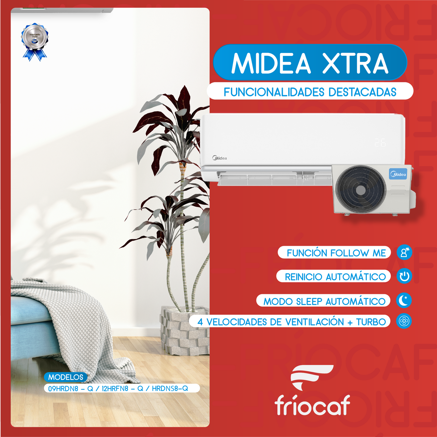 Split Muro Midea Inverter Xtra 9.000 BTU