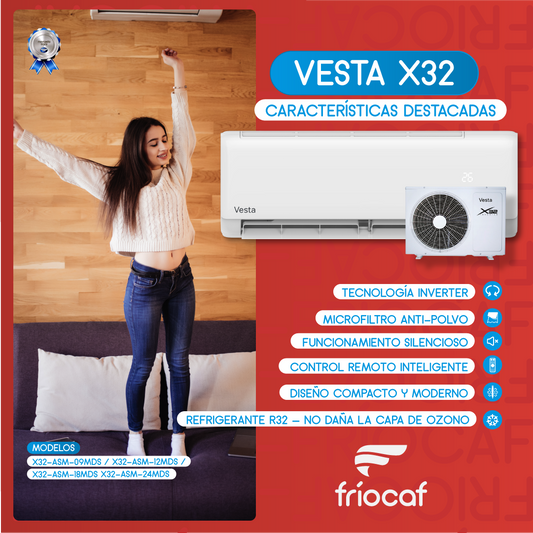 Split Muro Vesta Inverter 12.000 BTU X32-ASM-12MDS Split Muro Vesta Inverter 12.000 BTU X32-ASM-12MDS