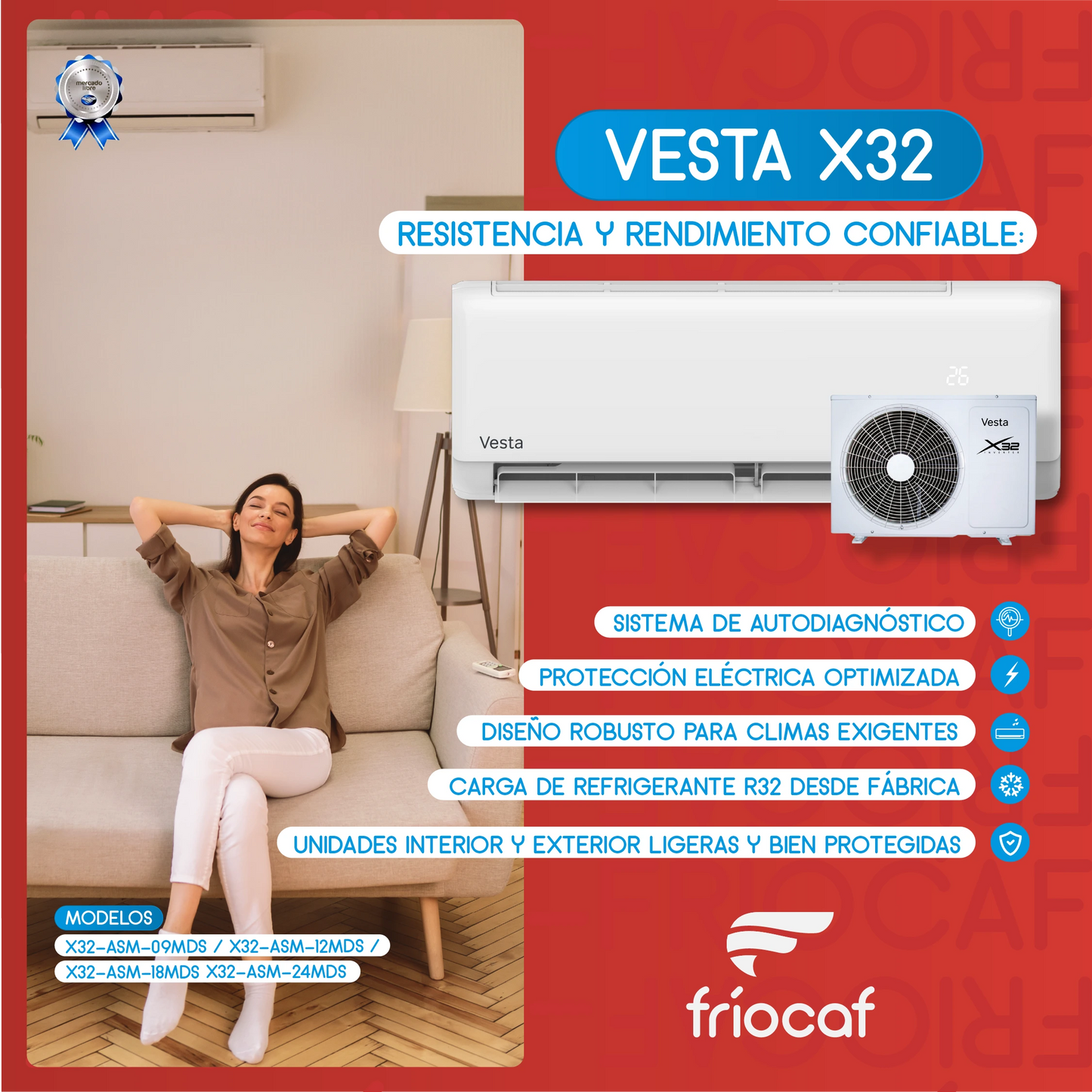 Split Muro Vesta Inverter 9.000 BTU X32-ASM-09MDS