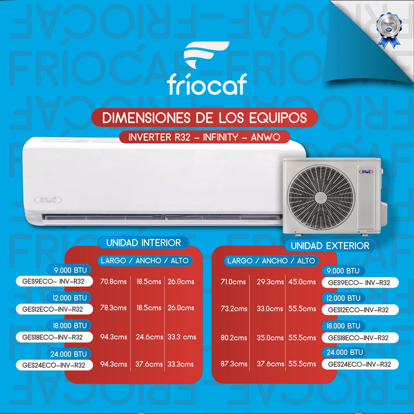 Split Muro Anwo Inverter Infinity  24.000 BTU GES24ECO-INV-R32