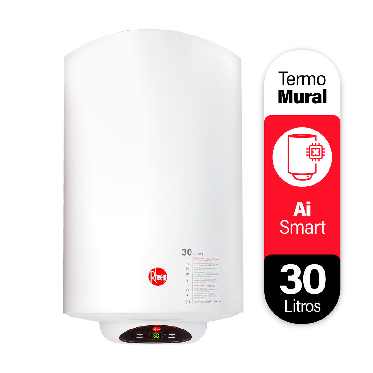 Termo Eléctrico mural Rheem 30L con Tecnología Smart