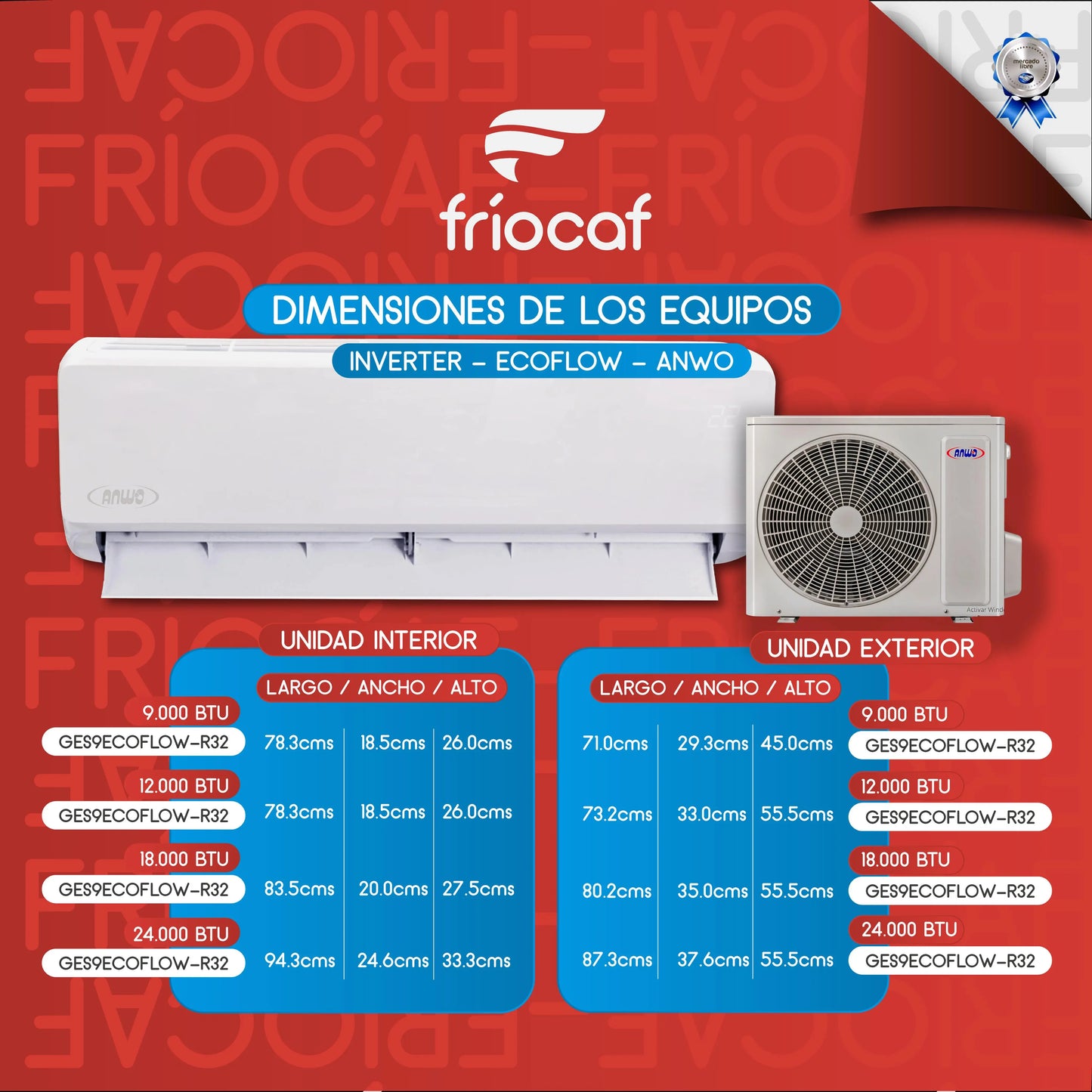 Split Muro Anwo Inverter EcoFlow 24.000 BTU GES24ECOFLOW-R32